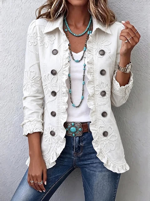 SIENNA | Chaqueta con Volantes, Botones y Detalle Floral