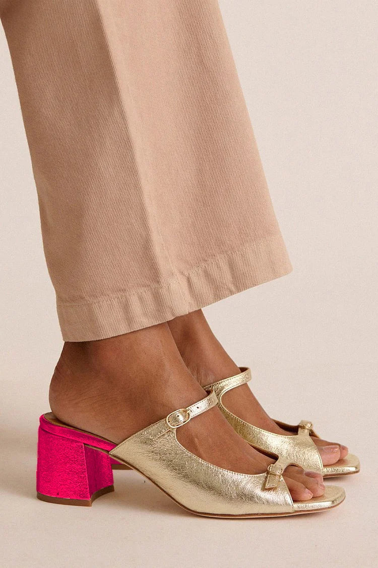 RUBY | Sandalias de tacón ancho y punta cuadrada