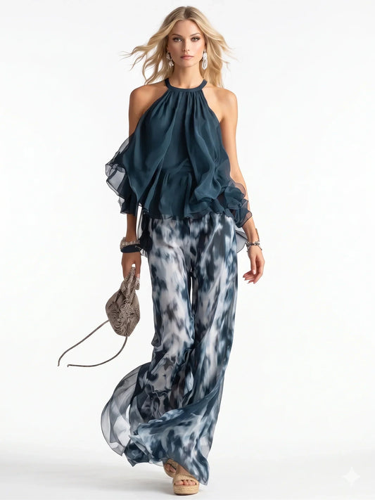 Elegante conjunto de dos piezas de gasa
