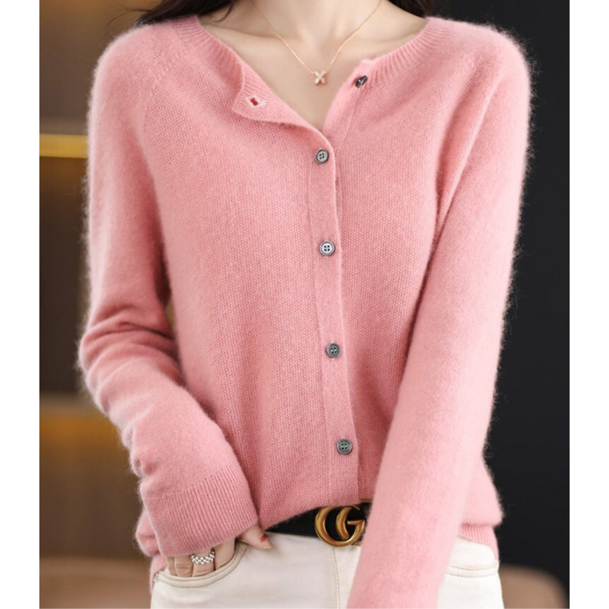 Rebeca Mercy para Mujer – Elegante Rebeca Suave de Lana Merino con Cuello Redondo