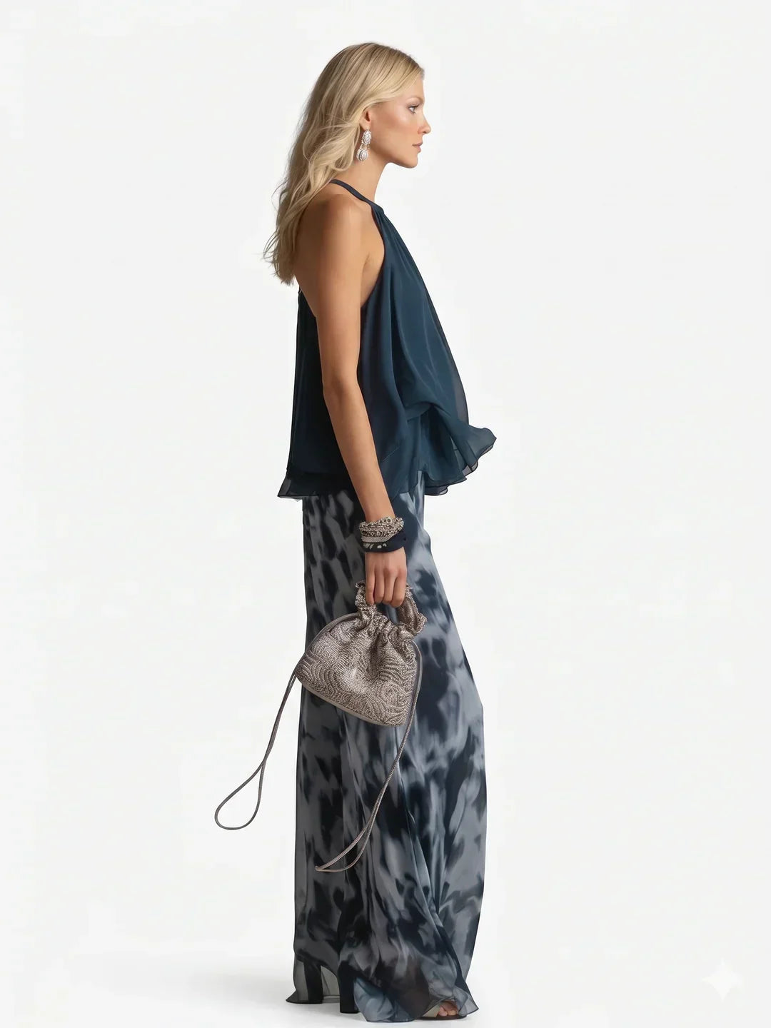 Elegante conjunto de dos piezas de gasa