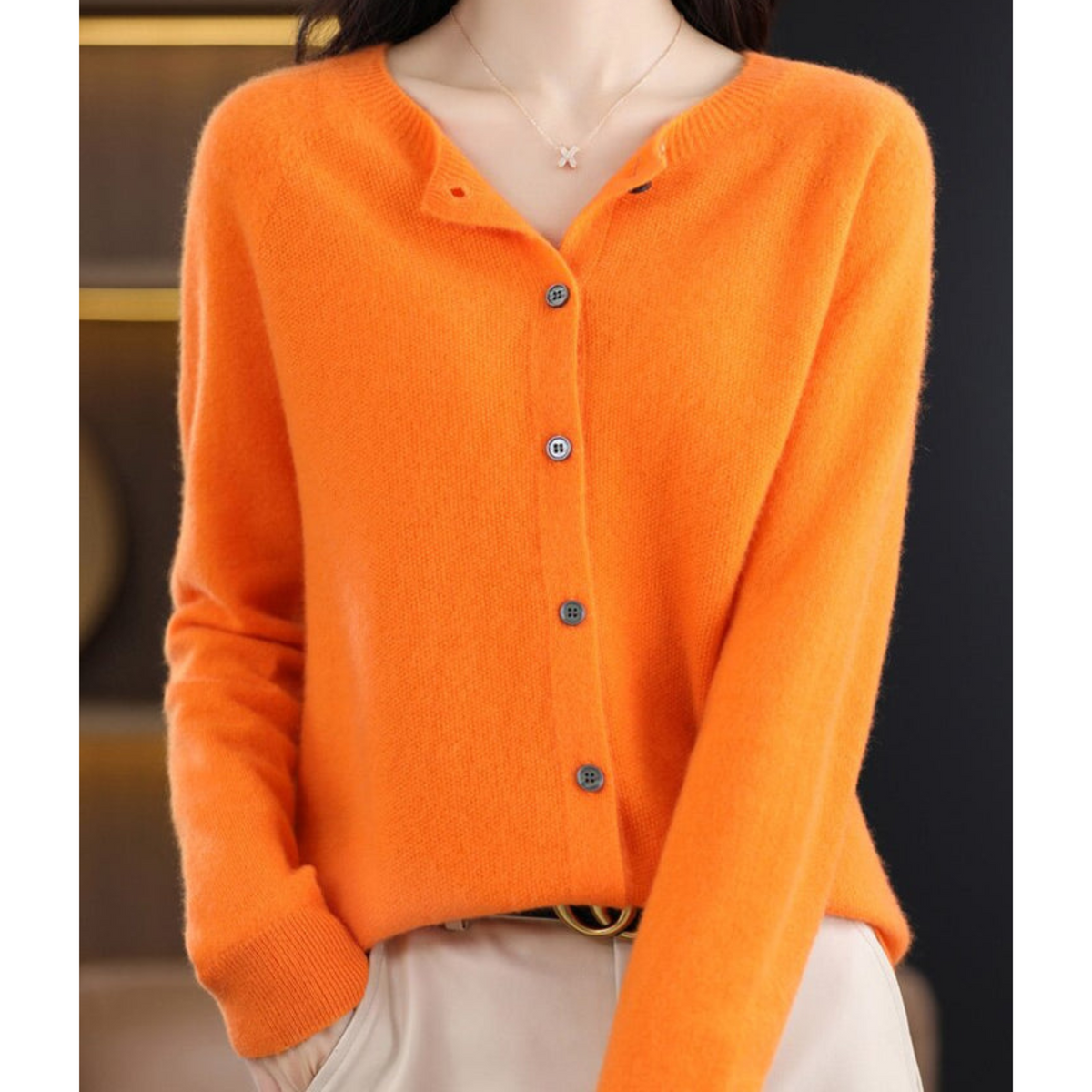 Rebeca Mercy para Mujer – Elegante Rebeca Suave de Lana Merino con Cuello Redondo