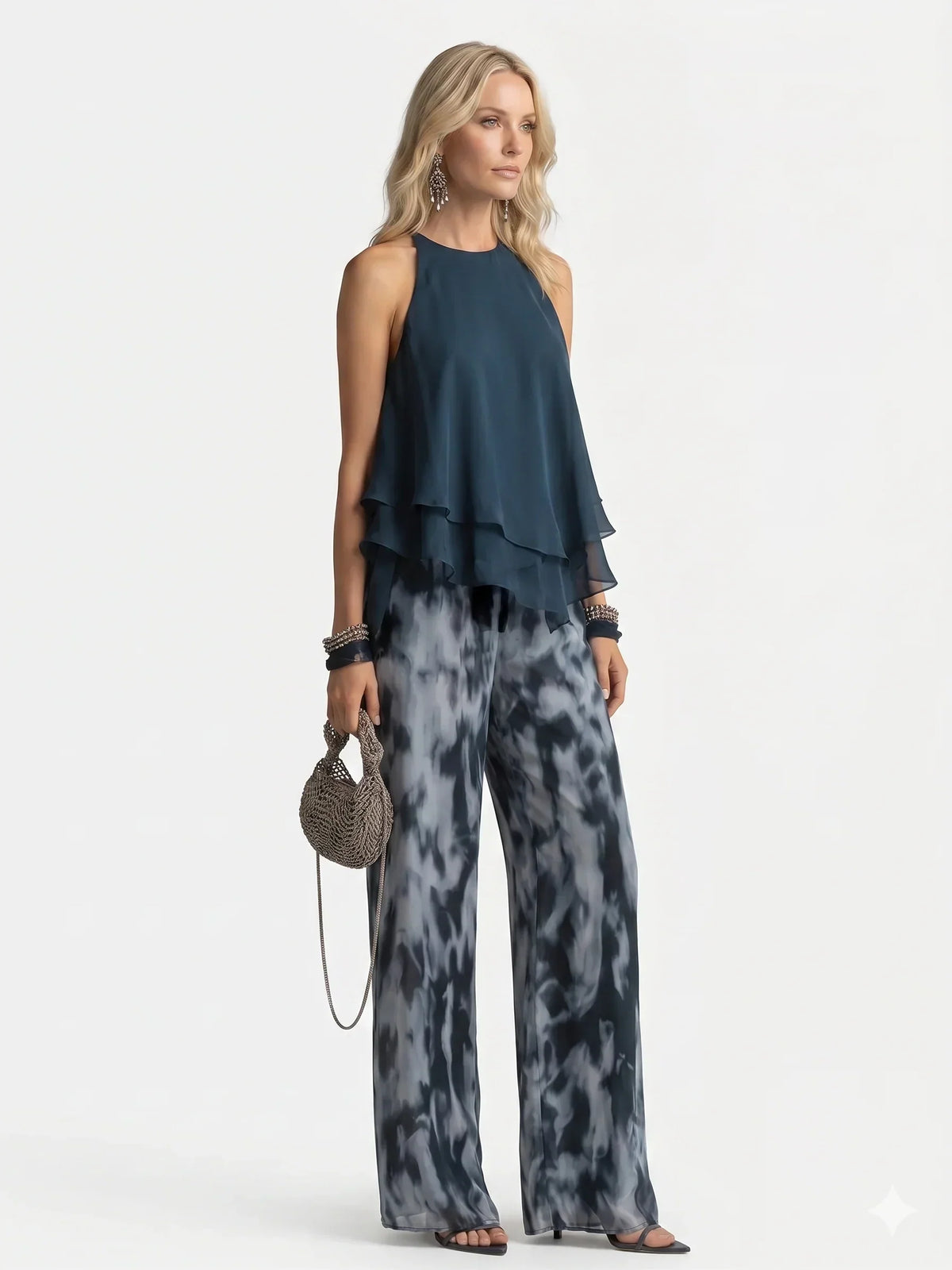 Elegante conjunto de dos piezas de gasa