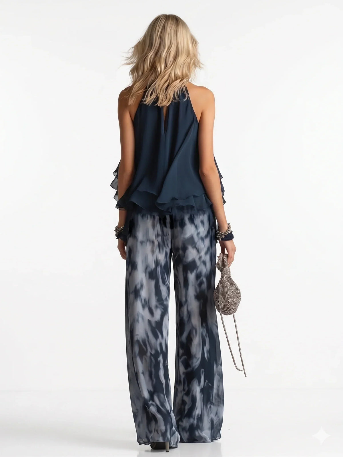 Elegante conjunto de dos piezas de gasa