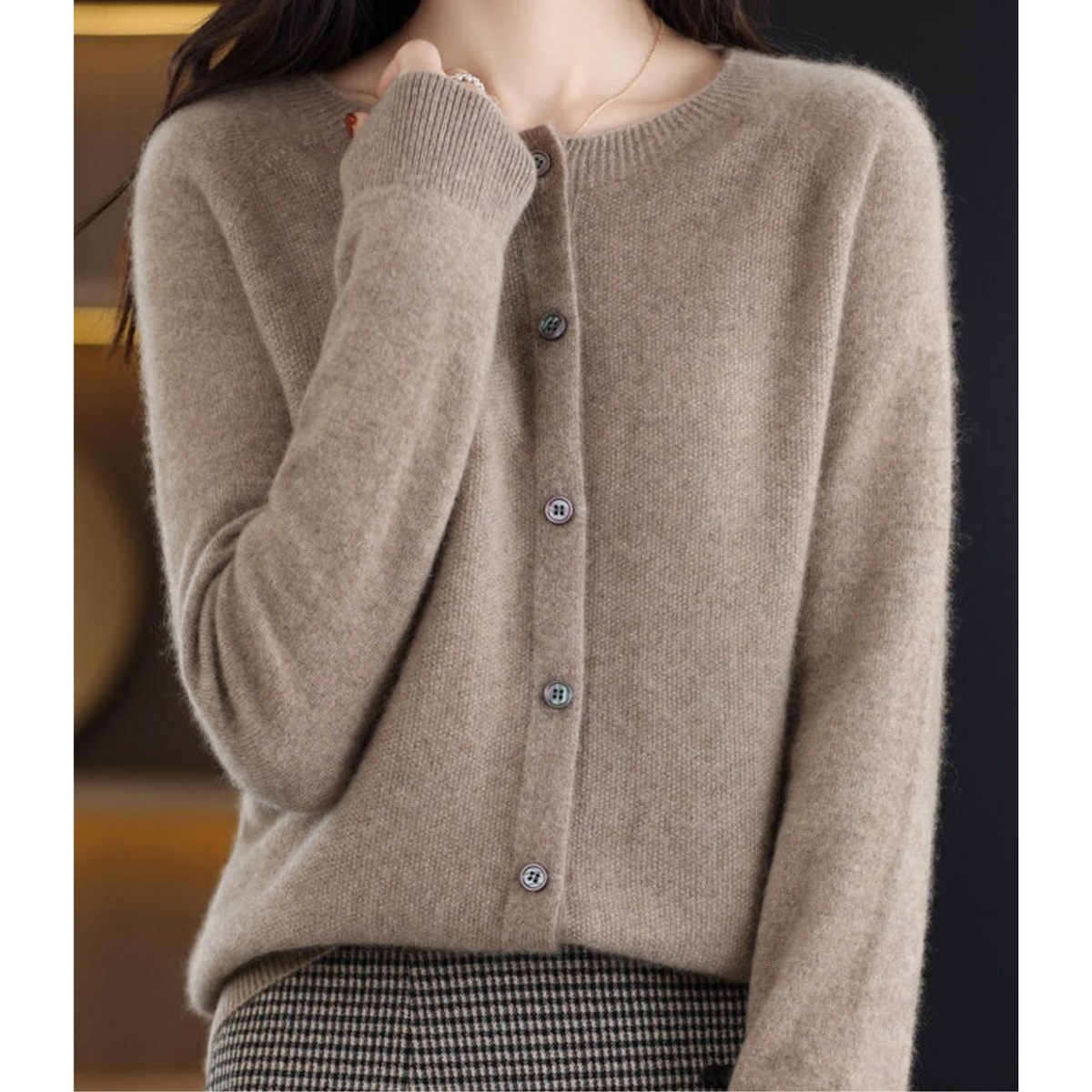 Rebeca Mercy para Mujer – Elegante Rebeca Suave de Lana Merino con Cuello Redondo