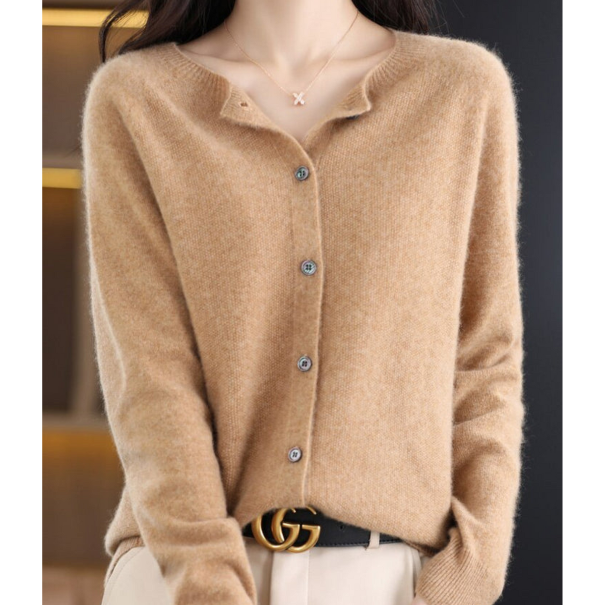 Rebeca Mercy para Mujer – Elegante Rebeca Suave de Lana Merino con Cuello Redondo