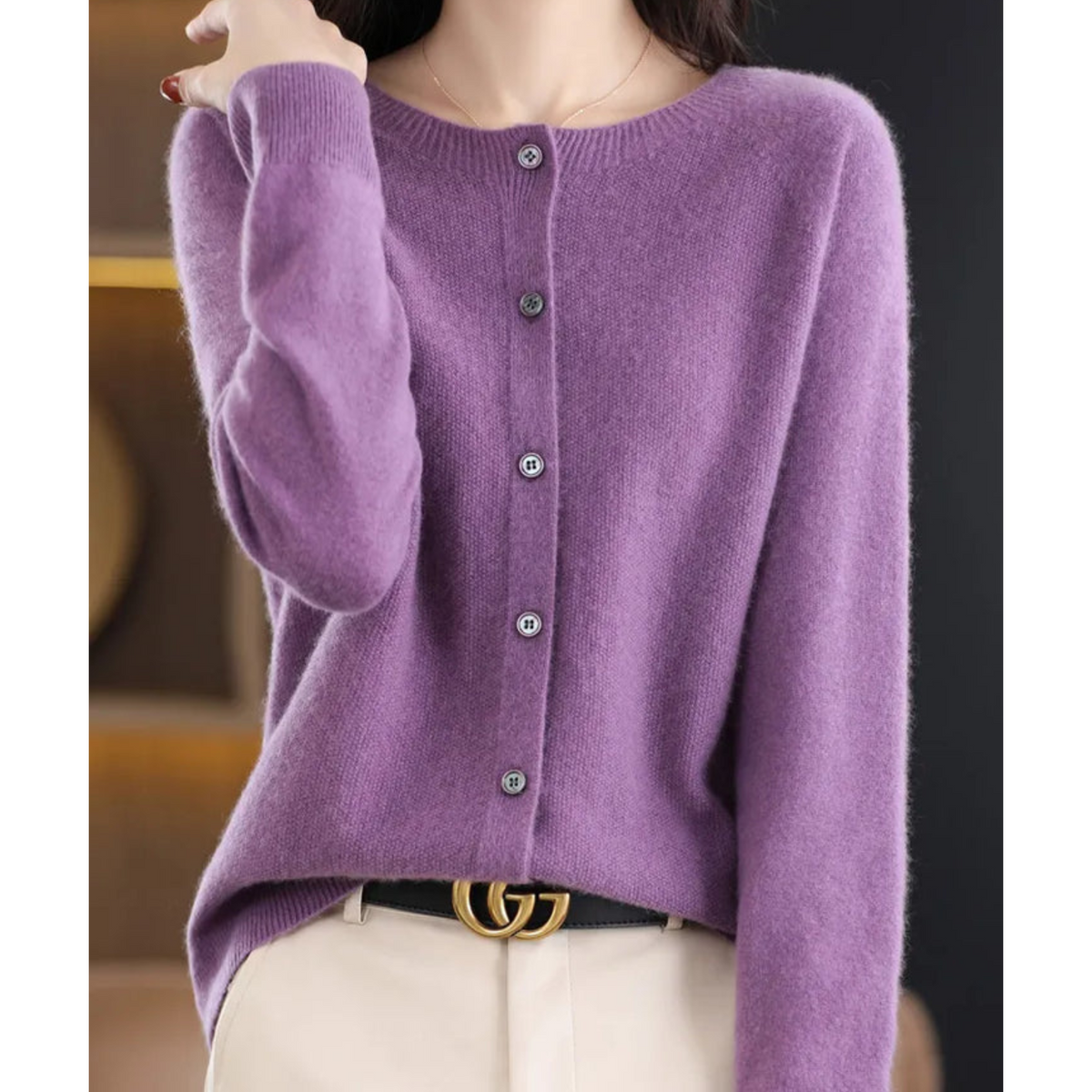Rebeca Mercy para Mujer – Elegante Rebeca Suave de Lana Merino con Cuello Redondo