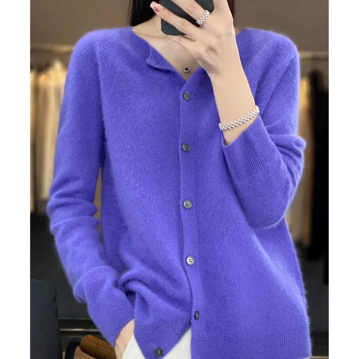 Rebeca Mercy para Mujer – Elegante Rebeca Suave de Lana Merino con Cuello Redondo