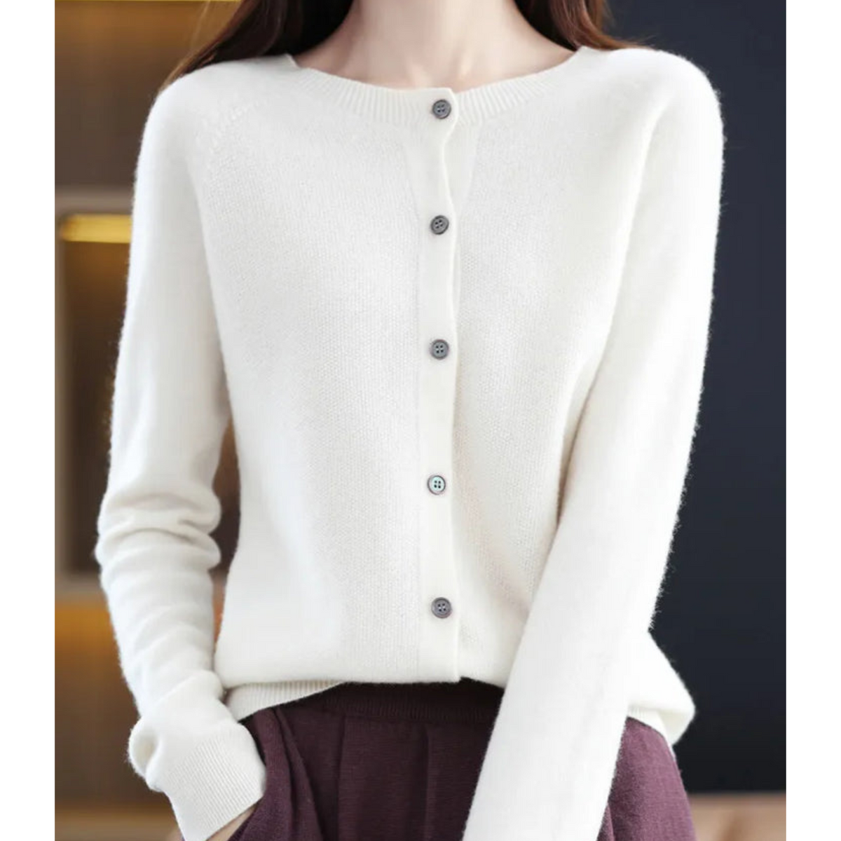 Rebeca Mercy para Mujer – Elegante Rebeca Suave de Lana Merino con Cuello Redondo