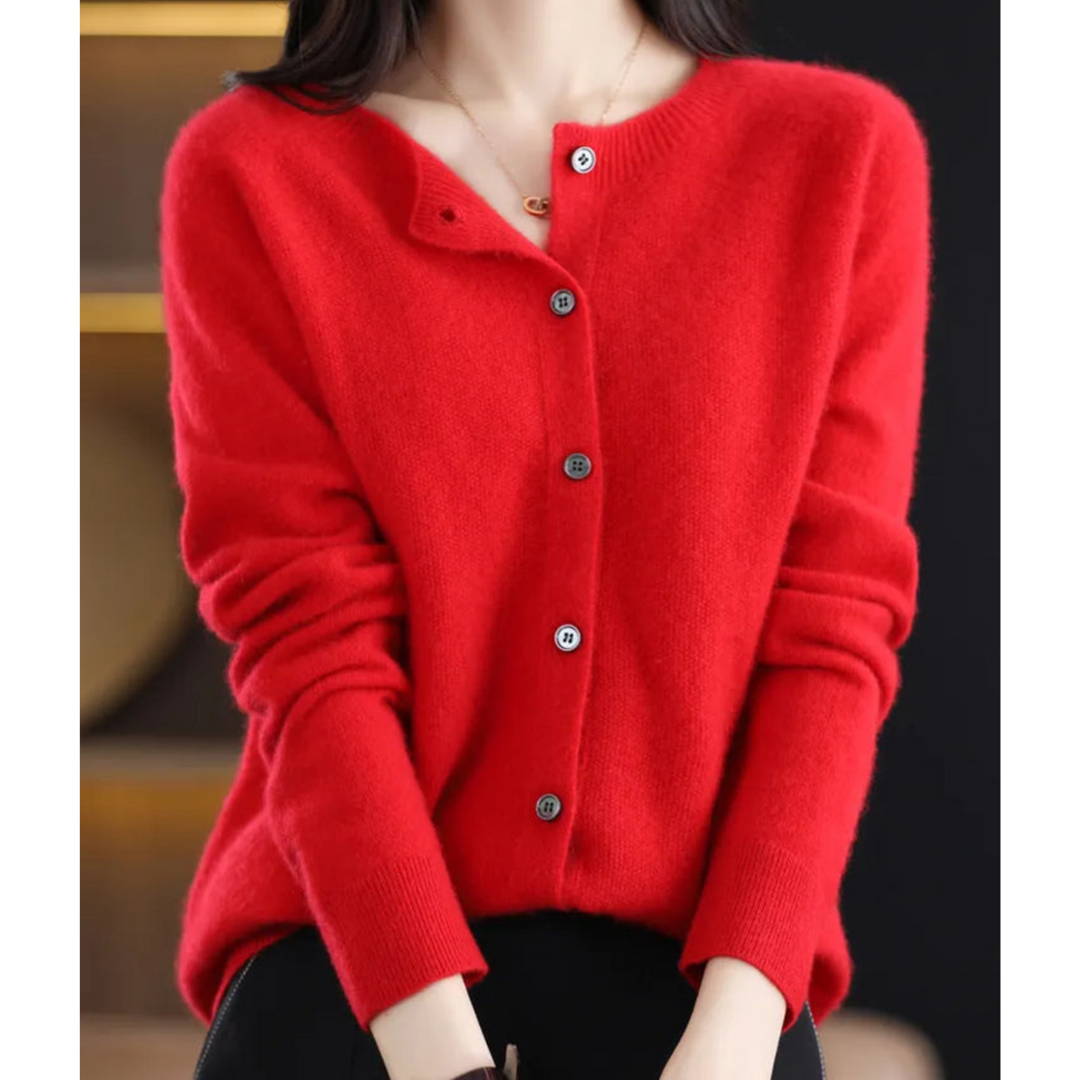 Rebeca Mercy para Mujer – Elegante Rebeca Suave de Lana Merino con Cuello Redondo