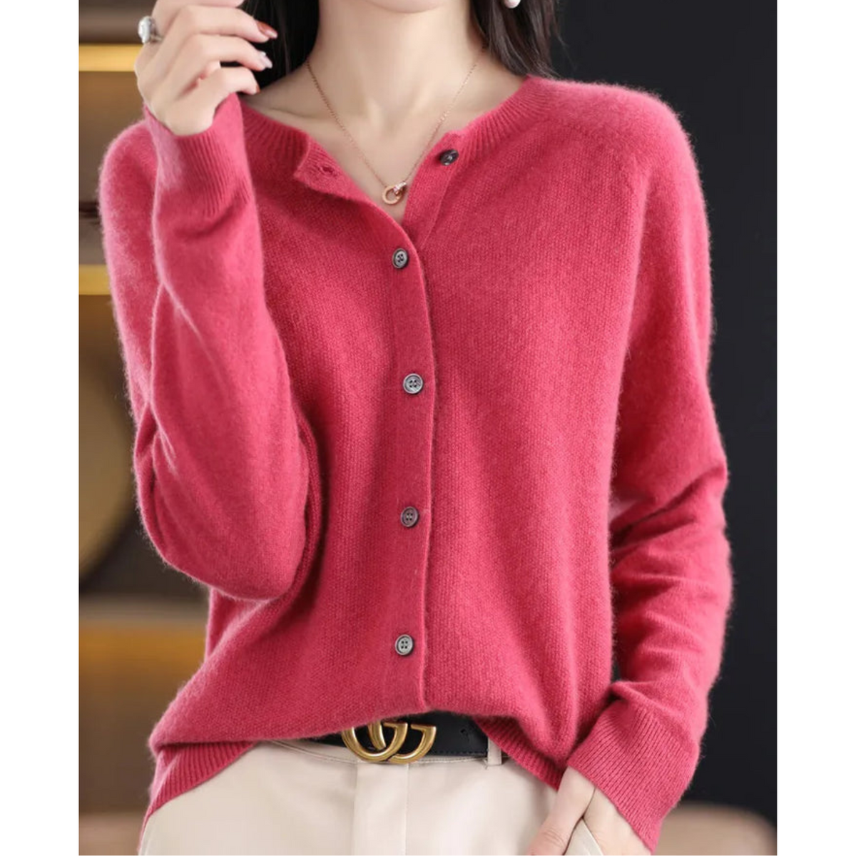 Rebeca Mercy para Mujer – Elegante Rebeca Suave de Lana Merino con Cuello Redondo