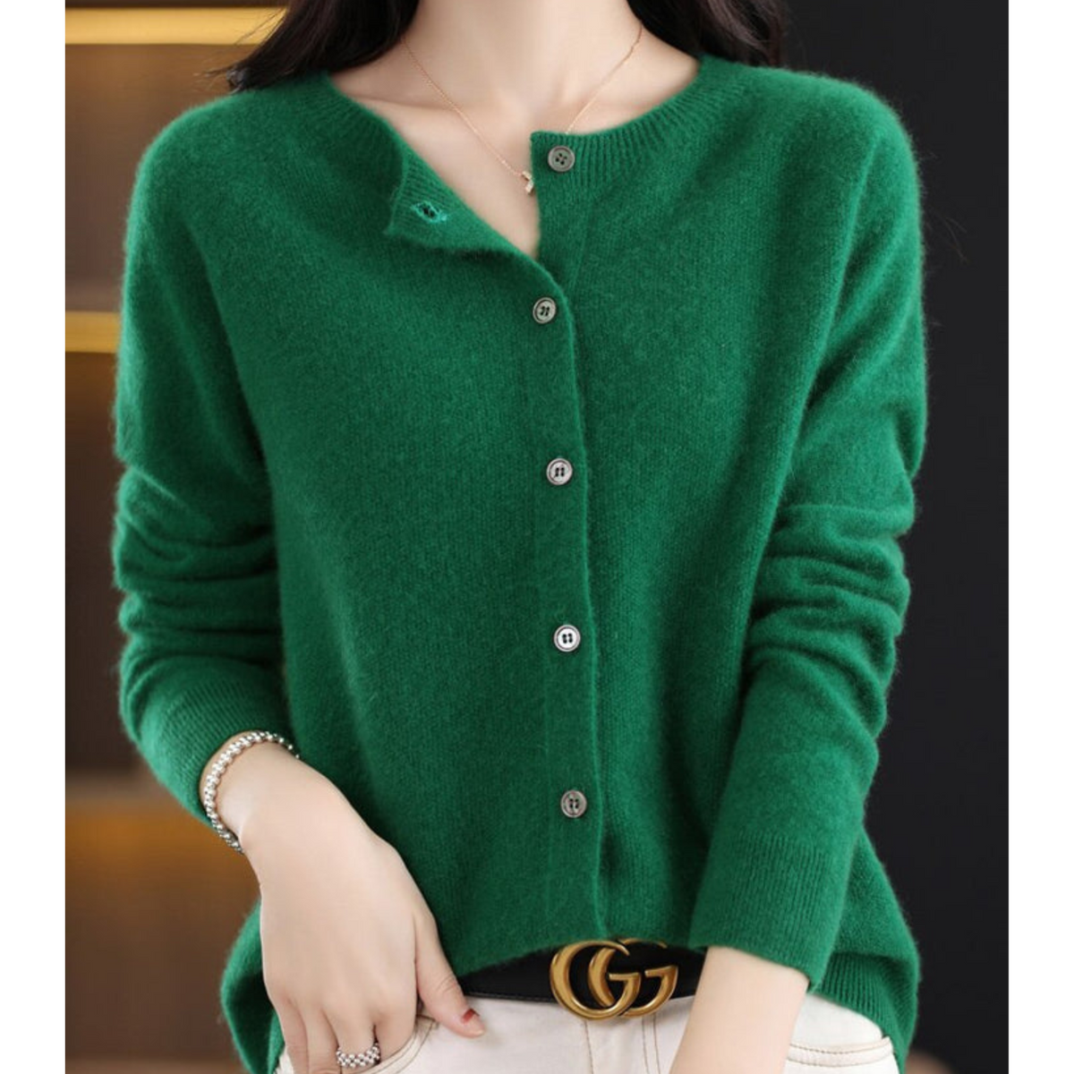 Rebeca Mercy para Mujer – Elegante Rebeca Suave de Lana Merino con Cuello Redondo