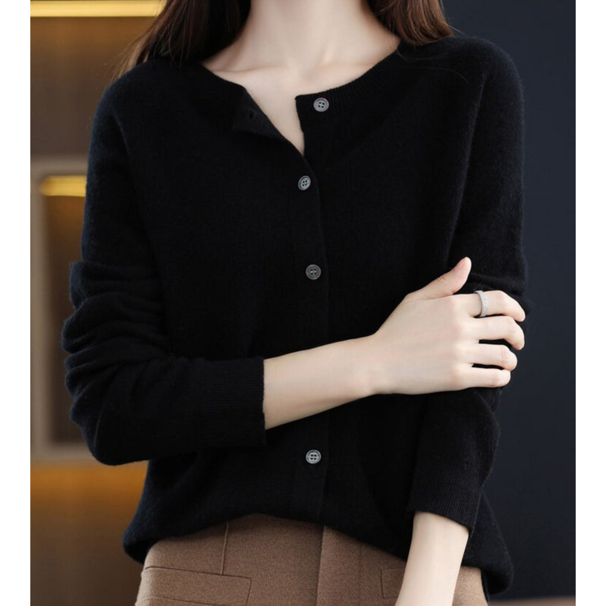 Rebeca Mercy para Mujer – Elegante Rebeca Suave de Lana Merino con Cuello Redondo
