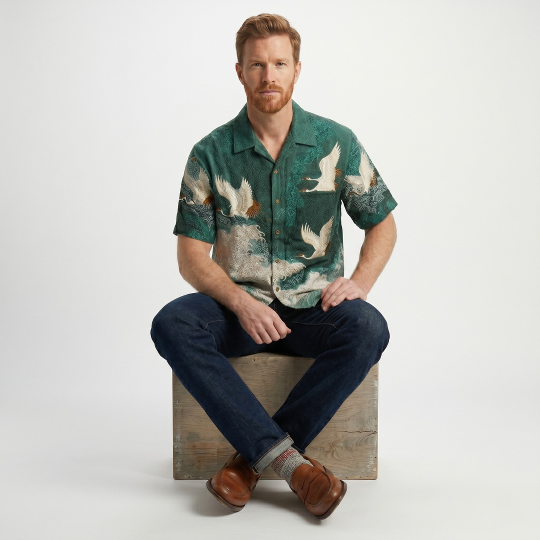 Erik  | Camisa con estampado de grullas