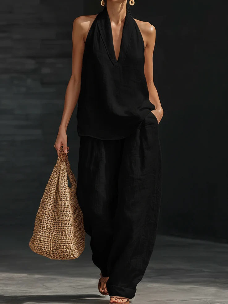 Conjunto con pantalón de pierna ancha