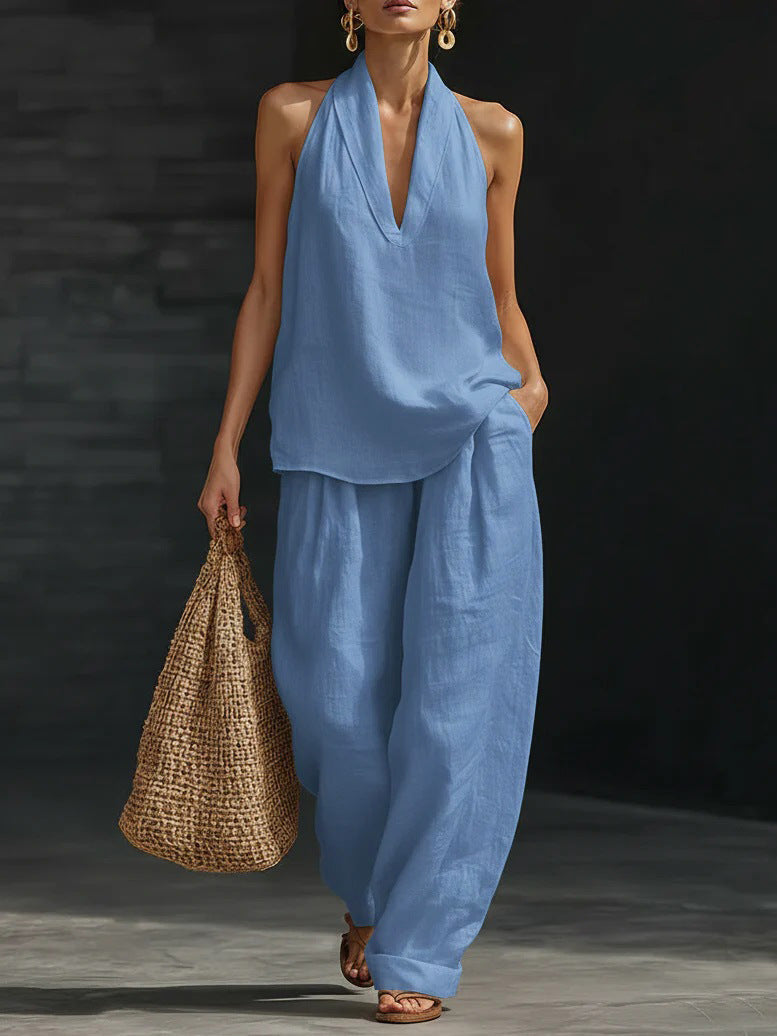 Conjunto con pantalón de pierna ancha