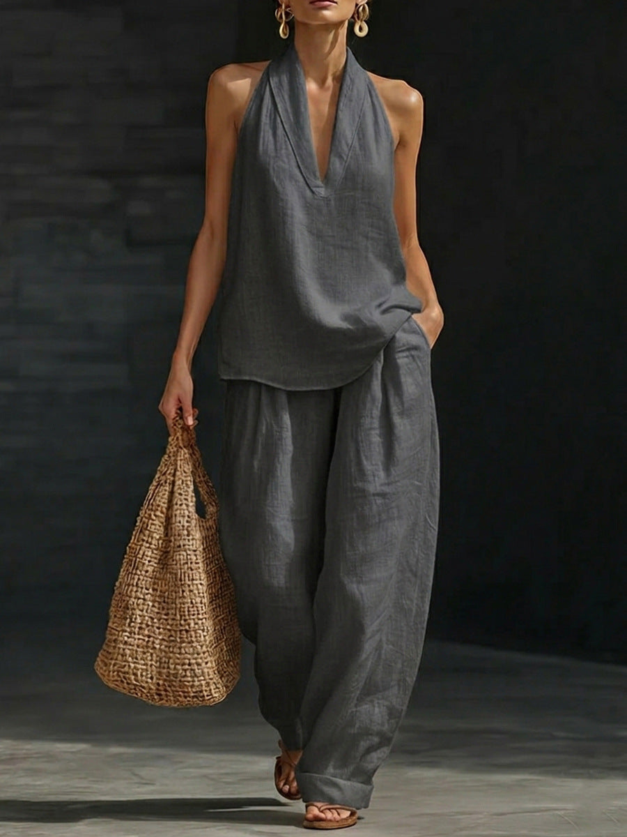Conjunto con pantalón de pierna ancha