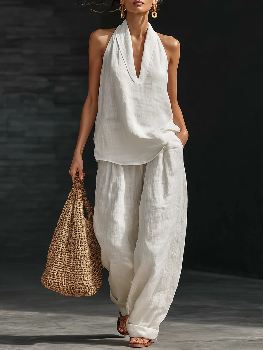Conjunto con pantalón de pierna ancha