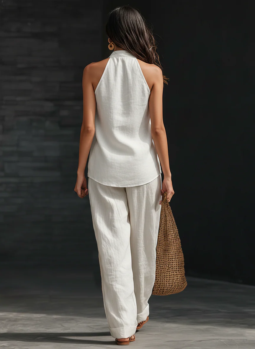 Conjunto con pantalón de pierna ancha