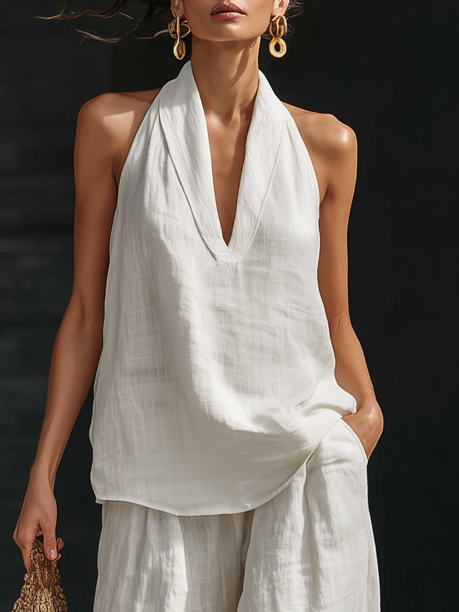 Conjunto con pantalón de pierna ancha