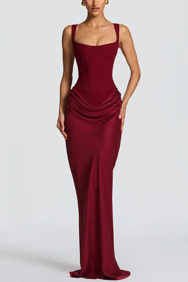 Liora · Vestido largo con elegante escote cuadrado