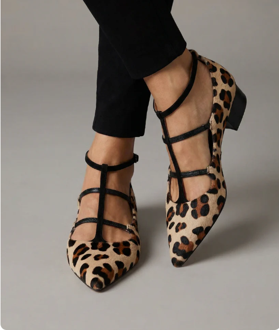 Franca | Zapatos de Mujer con Tacón y Tira de Leopardo