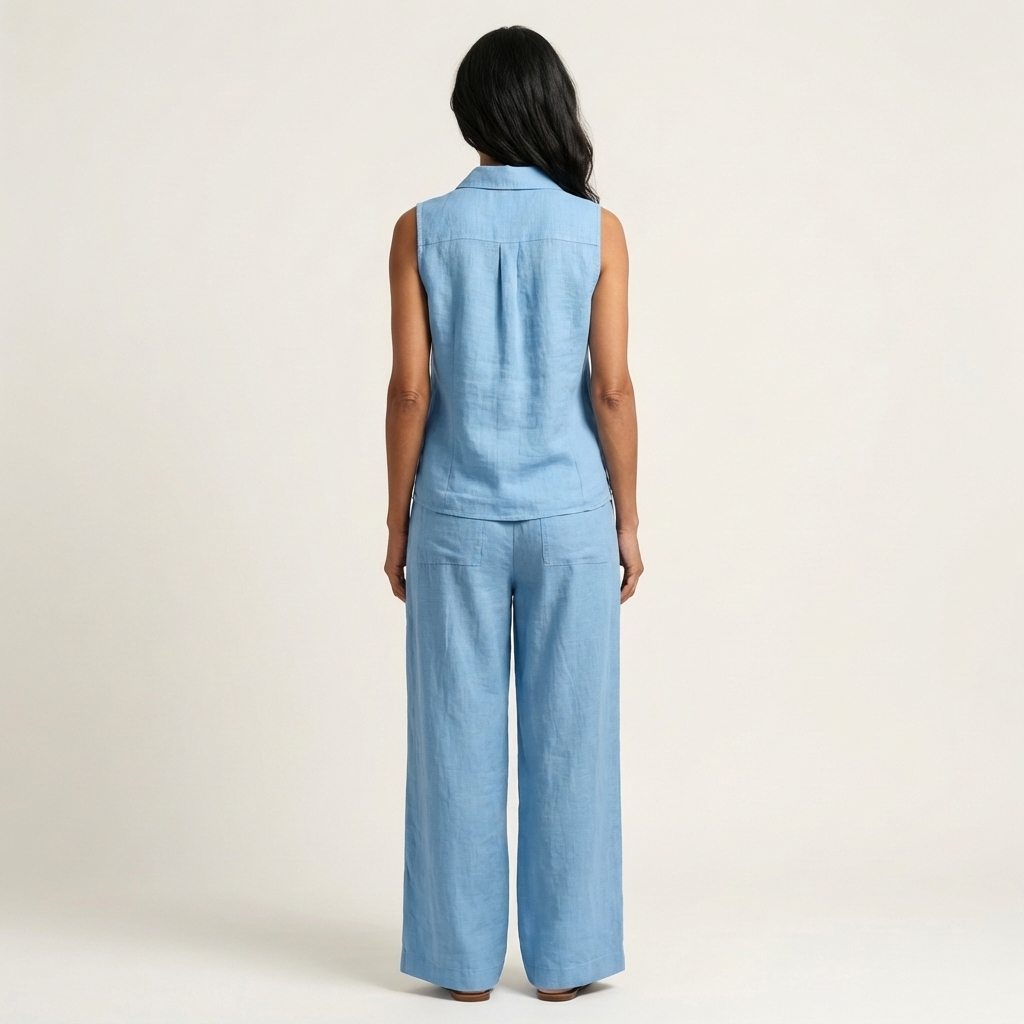 Ana  | Conjunto de top cruzado y pantalón de pierna ancha