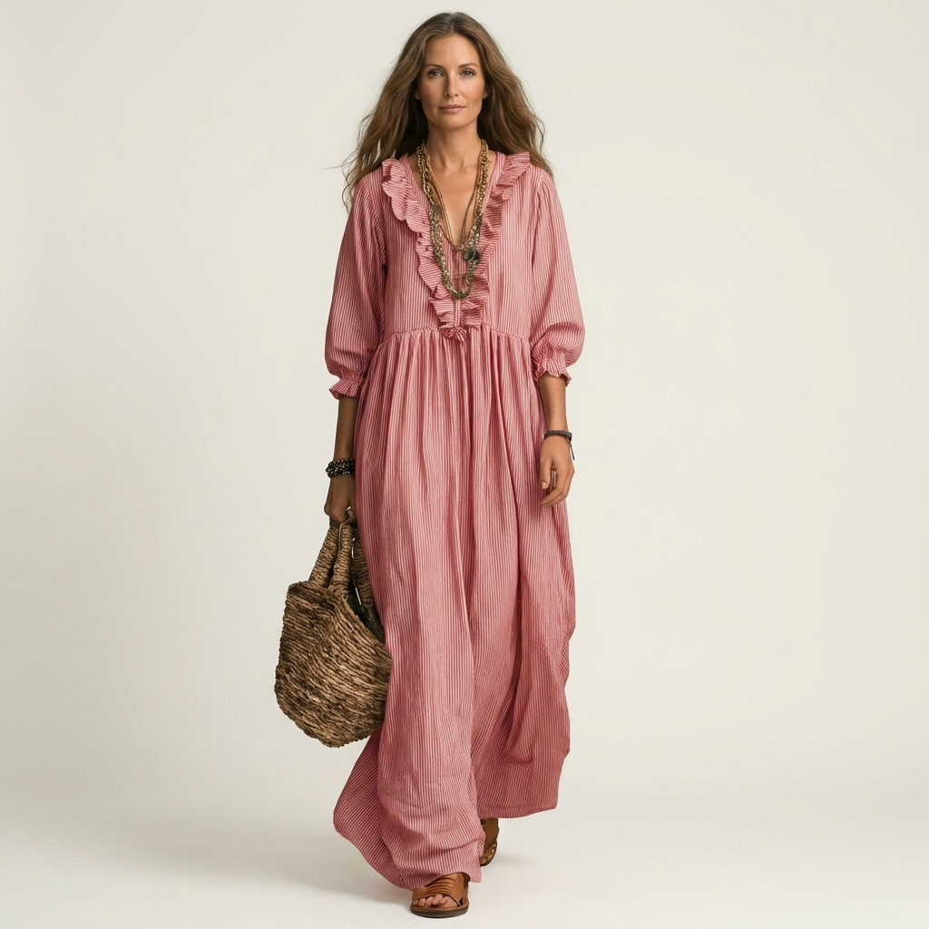 Yose | Maxi vestido a rayas con cuello en V