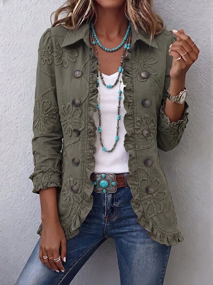 SIENNA | Chaqueta con Volantes, Botones y Detalle Floral