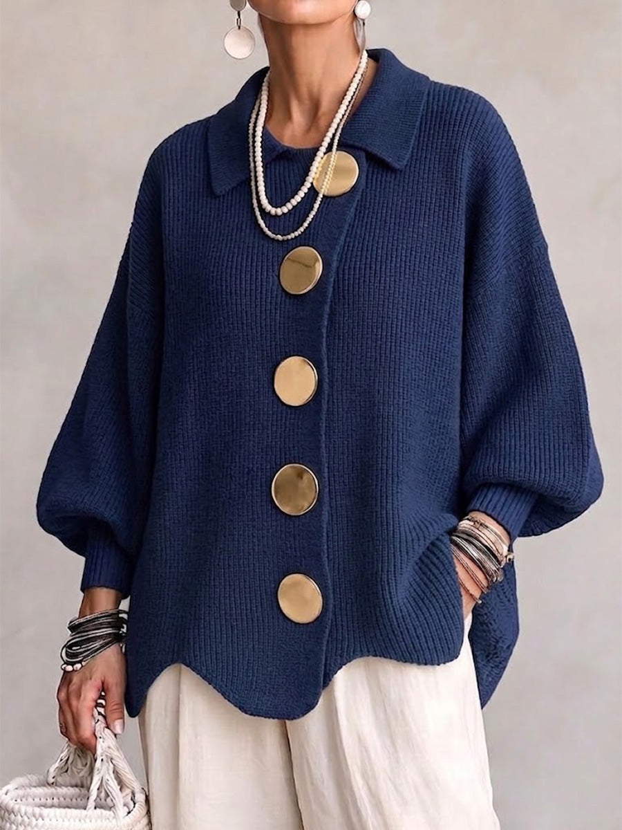 Victoire | Chaqueta de punto oversize con grandes botones dorados